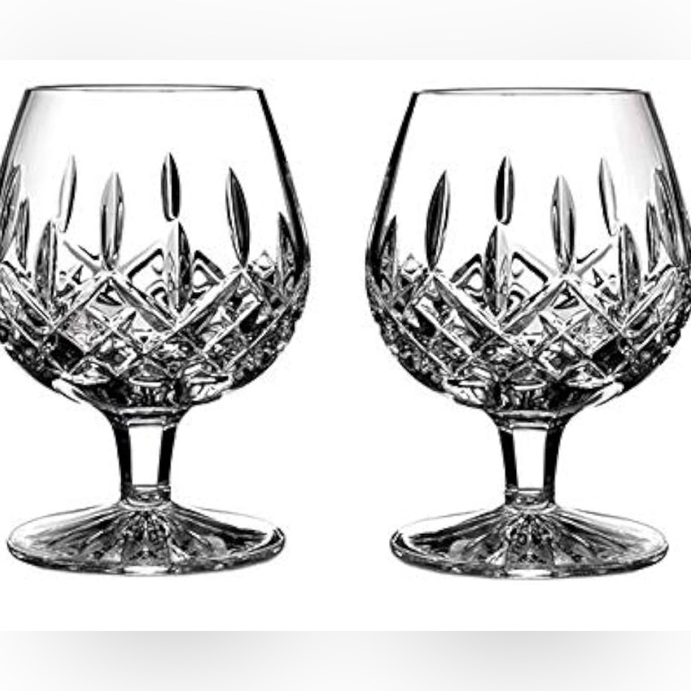 Waterford Lead Crystal Lismore brandy balloon glass pair. No discount!